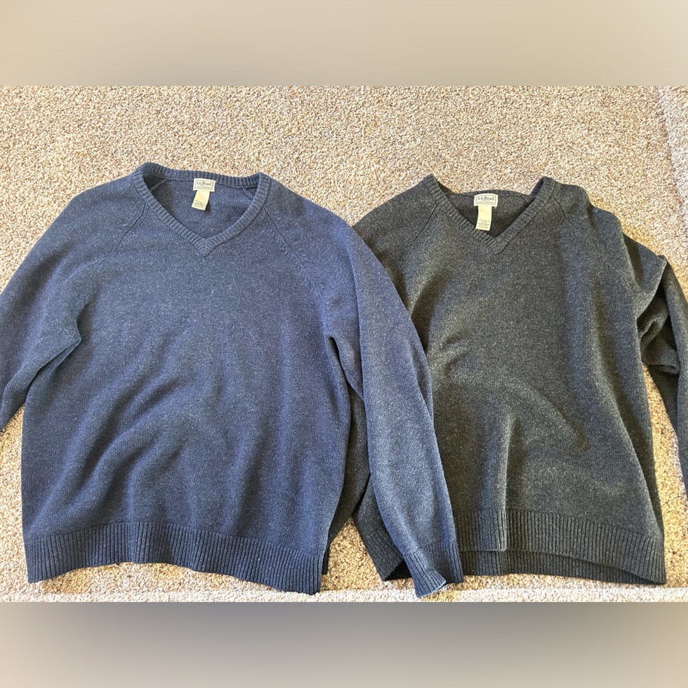 L.L Bean V-neck sweaters black and navy.